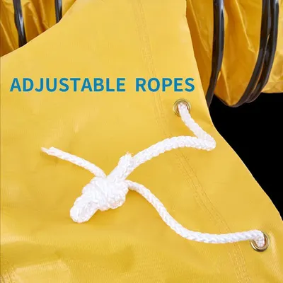 Highlights the adjustable rope feature with grommets, showing shoppers how the product can be customized or secured for different uses.