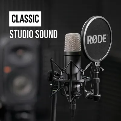Communicates the professional-grade audio quality of the RØDE microphone, positioning it as a premium studio-quality product for content creators and audio professionals.