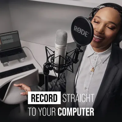 Communicates that the microphone enables simple, direct recording to a computer, emphasizing ease of use for podcasting, streaming, or content creation.