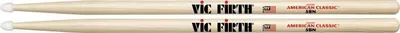 Provides a clean, catalog-style view of the drumsticks showing the Vic Firth branding and American Classic 5BN model clearly on a white background.