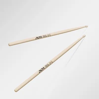 Provides a clean, catalog-style view of the drumsticks showing the product design and branding without distractions.