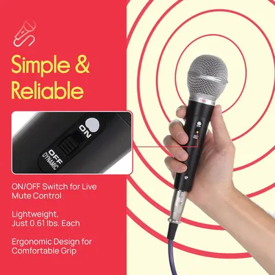Communicates multiple distinct benefits of the microphone including ease of use with mute control, portability through lightweight design, and comfort during extended use.