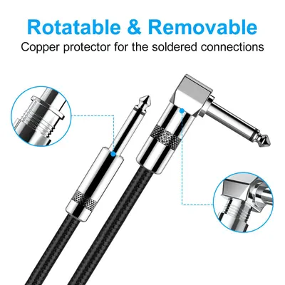 Highlights the rotatable and removable copper protector feature of the soldered connections, showing the physical construction and design of the cable connectors to reassure shoppers of quality and…