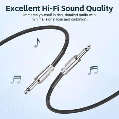 Communicates the audio cable's superior sound quality and signal fidelity to reassure shoppers they'll get rich, detailed audio with minimal distortion.