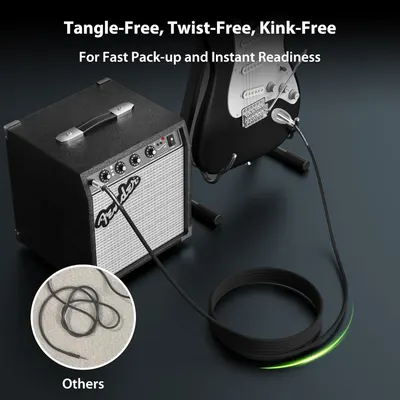 Demonstrates the product's superior cable design that remains tangle-free, twist-free, and kink-free compared to competitors' cables, emphasizing fast pack-up and instant readiness benefits.…
