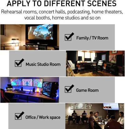 Demonstrates the product's versatility by showing it can be used effectively across multiple different environments and scenarios, from home entertainment to professional music production to gaming…