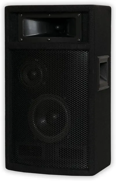 Displays the speaker product on a clean white background to provide a clear, catalog-style view of the item without distractions.