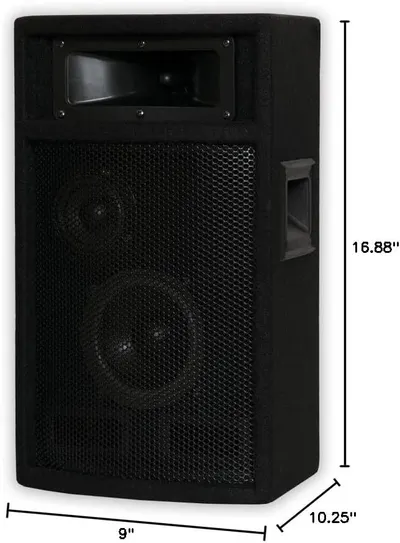 Communicates the exact physical dimensions of the speaker to help shoppers understand its size and determine if it fits their space requirements.