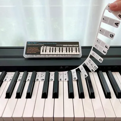 Shows everything included in the piano learning kit to help shoppers understand the complete package they'll receive for learning piano.