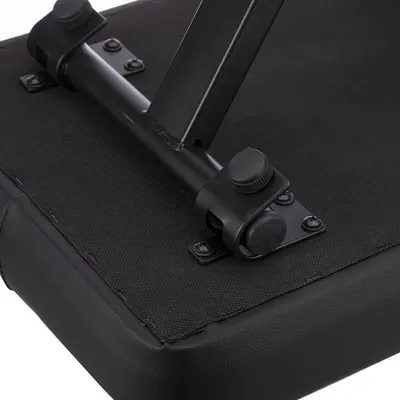 Highlights the adjustable hinge and mounting hardware to show the product's structural components and build quality.