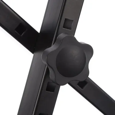 Highlights the product's adjustment knob and locking mechanism to show shoppers how the product can be secured or adjusted for stability and customization.