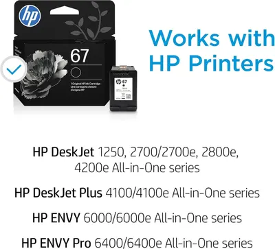 Demonstrates which HP printer models the ink cartridge is compatible with, helping shoppers confirm the product will work with their specific printer.