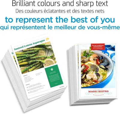 Communicates that the printing service delivers vibrant, professional-quality output with sharp text and brilliant colors, reassuring shoppers of superior print quality.