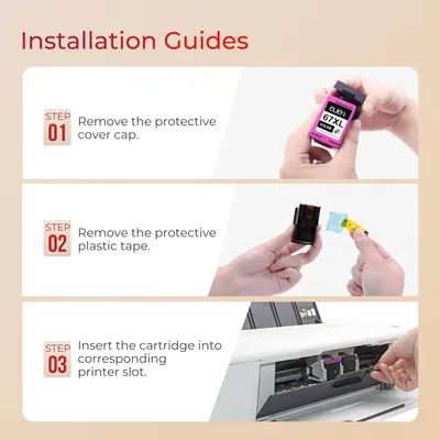 Provides step-by-step instructions for installing ink cartridges, showing shoppers exactly how to set up the product correctly and easily.