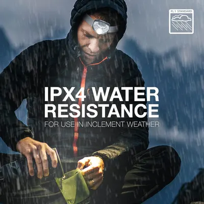 Communicates that the product is water-resistant and suitable for use in rain and inclement weather, reassuring outdoor users of its durability.