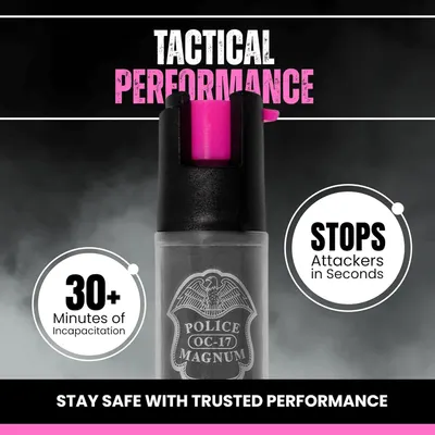 Communicates multiple key benefits of the pepper spray including its tactical performance, rapid effectiveness in stopping threats, and extended incapacitation duration to reassure shoppers of its…