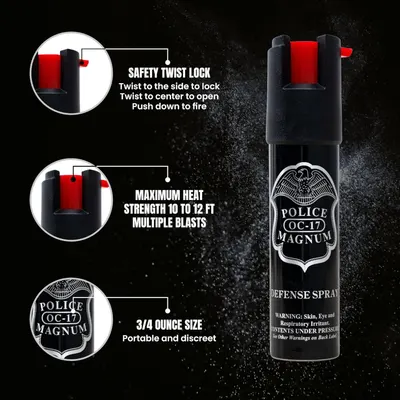 Breaks down the key physical features and functional components of the defense spray, including the safety lock mechanism, spray strength and range, and compact size to help shoppers understand how…