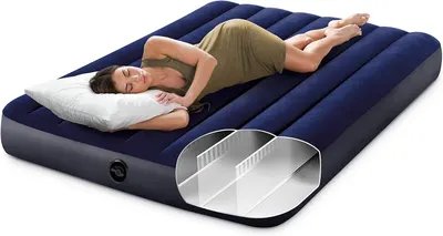 Shows the internal wave beam construction of the air mattress to communicate structural support and durability, reassuring shoppers about the quality of the product's design. Demonstrates the…