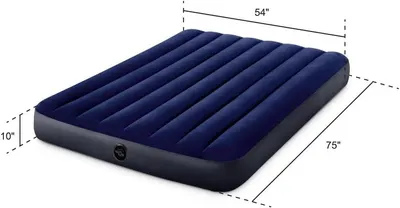 Communicates the exact physical dimensions of the air mattress (54" x 75" x 10") to help shoppers understand the size and ensure it fits their space and sleeping needs.