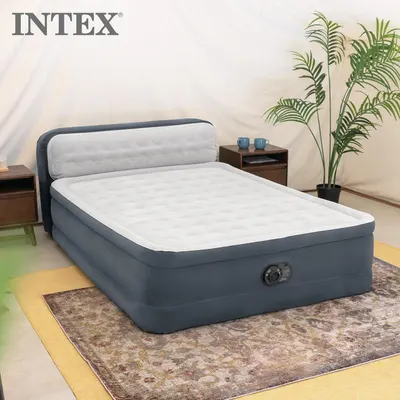 Demonstrates the product in a real-world bedroom environment to help shoppers visualize how the air mattress would look and fit in their own home.