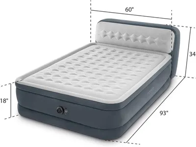 Communicates the exact physical dimensions of the air mattress (60" x 93" x 34" x 18") to help shoppers understand the size and ensure it fits their space and needs.