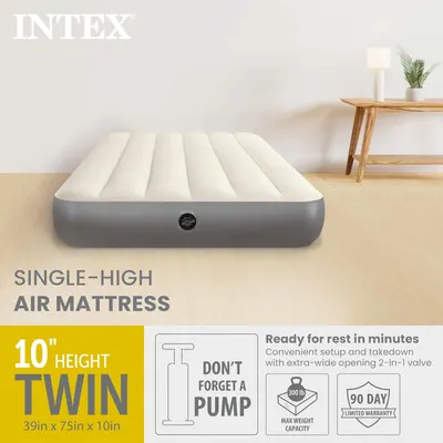 Communicates multiple key selling points of the air mattress including its height, easy setup process, weight capacity, and warranty coverage to reassure shoppers of its quality and convenience.