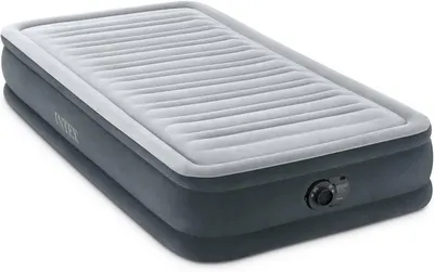 Displays the air mattress product clearly on a white background to show its design, color, and built-in pump feature without distractions.