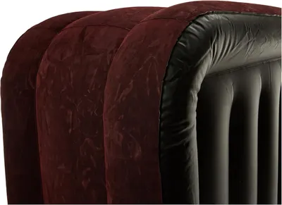 Provides a clean, catalog-style view of the product's construction and material quality, showing the contrast between the burgundy velvet exterior and olive green interior lining.