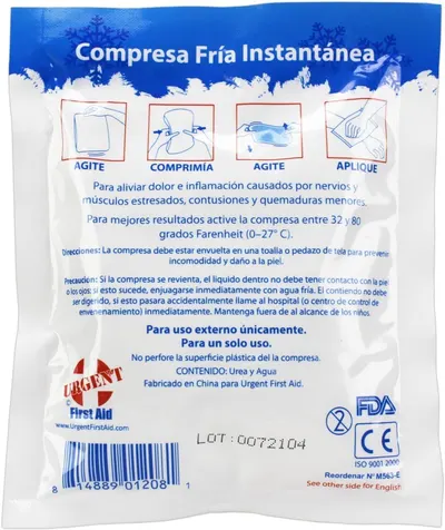 Demonstrates the step-by-step process for activating and applying the instant cold compress to relieve pain and inflammation from injuries.