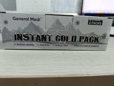Communicates multiple therapeutic benefits of the instant cold pack in a single view, showing shoppers the product's versatility for treating various pain and inflammation conditions.