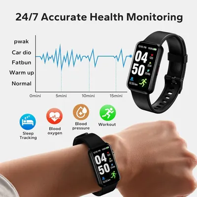 Showcases the smartwatch's comprehensive health monitoring capabilities across multiple distinct features (sleep, blood oxygen, blood pressure, workout tracking) to demonstrate its versatility as a…