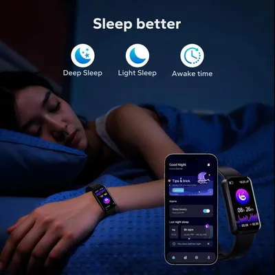 Demonstrates the product's comprehensive sleep tracking capabilities across multiple metrics (deep sleep, light sleep, awake time) to show shoppers how the device helps improve sleep quality and…