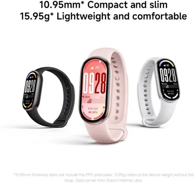 Communicates the product's ultra-thin profile and lightweight design to reassure shoppers that the fitness tracker is comfortable for all-day wear. Highlights the key benefit of comfort through the…