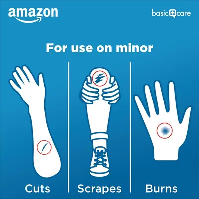 Demonstrates the three different types of minor injuries the product can be used to treat, reassuring shoppers of its versatility for common first-aid needs.