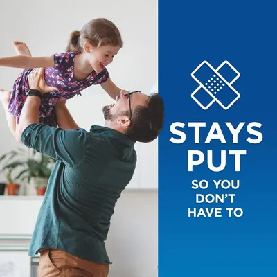 Communicates that the product (likely a wearable device or band) stays securely in place during active movement and play, reassuring parents that it won't fall off during everyday activities.