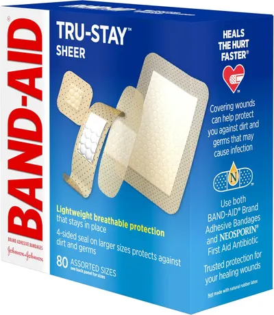 Communicates multiple distinct benefits of the bandages including adhesion technology, breathability, sealing protection, faster healing, and germ protection to convince shoppers of the product's…