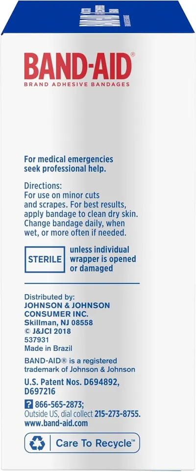 Shows the Band-Aid product box in a clean, catalog-style format to give shoppers a clear view of the packaging and branding.