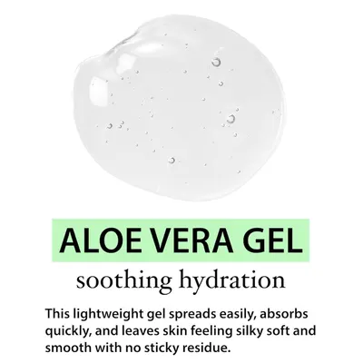 Communicates the key benefit of the aloe vera gel—soothing hydration with a lightweight, fast-absorbing texture that leaves skin silky smooth without residue.
