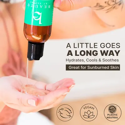 Communicates that the product provides hydration, cooling, and soothing benefits, especially for sunburned skin, reassuring shoppers of its effectiveness for post-sun care. Highlights the product's…