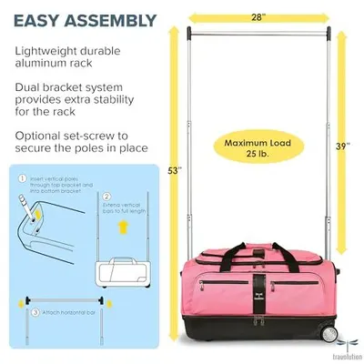 Demonstrates the simple 3-step assembly process and key features like the dual bracket system and optional set-screw, reassuring shoppers that the rack is easy to set up and stable. Shows the…