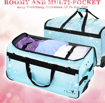 Communicates the bag's spacious interior and multiple compartments to reassure shoppers that they can keep all their belongings organized in one convenient bag.
