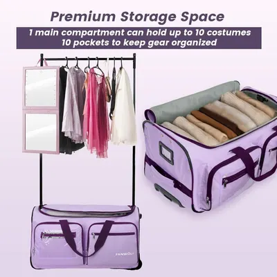 Communicates the product's impressive storage capacity (holds up to 10 costumes and has 10 pockets) to reassure shoppers that it can accommodate their organizational needs. Highlights the product's…