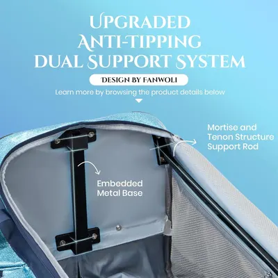 Breaks down the internal structural components of the product to demonstrate its upgraded anti-tipping safety system and reassure shoppers about the product's stability and quality construction.