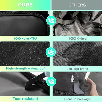 Demonstrates the superiority of this product over competing products by showing side-by-side comparisons of material quality, waterproof performance, and durability to reassure shoppers they are…