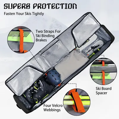 Breaks down the physical components and structural features of the ski bag to help shoppers understand how the product is designed and what parts provide organization and protection. Communicates…