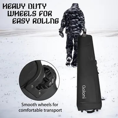 Highlights the heavy-duty wheel mechanism with a zoomed-in callout to show the physical component that enables easy rolling and comfortable transport. Communicates the benefit of smooth, easy…