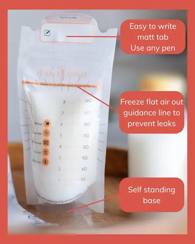 Breaks down the physical components and design features of the breast milk storage bag to help shoppers understand its functional parts and how they work together. Highlights multiple distinct…