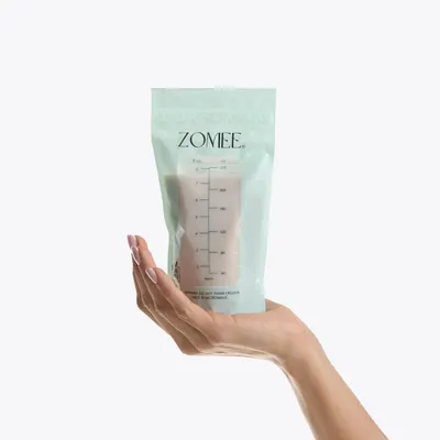 Demonstrates the compact, portable size of the breast milk storage bag by showing it held in a hand, reassuring shoppers that it is convenient and space-efficient for storage and travel. Highlights…