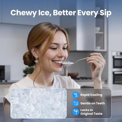 Highlights three distinct benefits of the chewy ice product to communicate its superior ice quality and user experience.