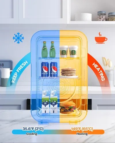 Demonstrates the product's dual-zone capability to both cool and heat items simultaneously, showing shoppers the versatility and convenience of having both functions in one appliance.
